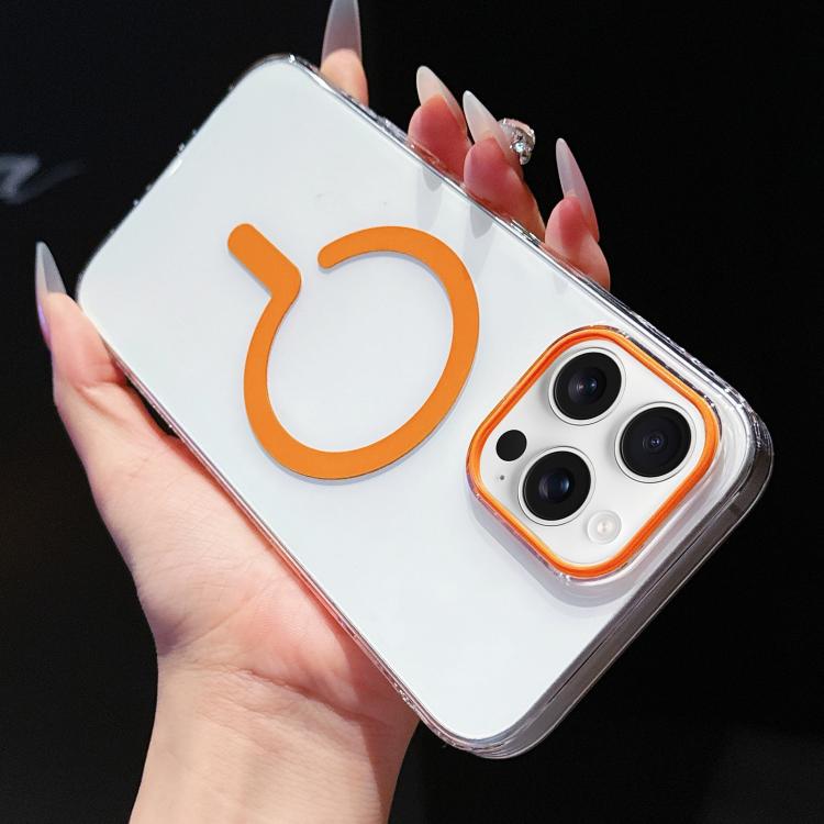 

For iPhone 15 Pro High Transparency PC MagSafe Phone Case(Orange)