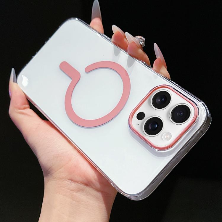

For iPhone 15 Pro High Transparency PC MagSafe Phone Case(Pink)