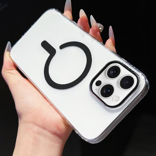 

For iPhone 15 Pro Max High Transparency PC MagSafe Phone Case(Black)
