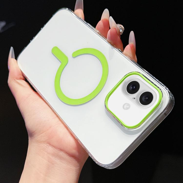 

For iPhone 16 High Transparency PC MagSafe Phone Case(Grass Green)