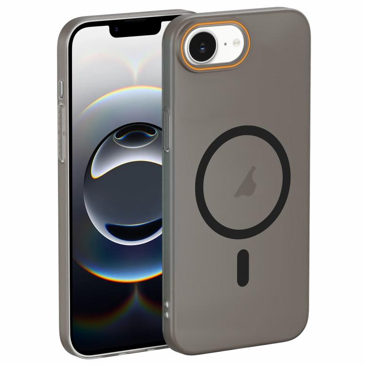 

For iPhone 16e Translucent Frosted Skin PC MagSafe Phone Case(Black)