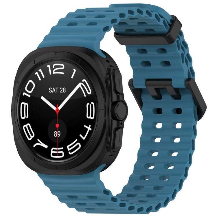 

For Samsung Galaxy Watch Ultra 47mm / Ultra 2025 xDfind Ocean Hole Dual Buckle Silicone Watch Band(Rock Blue)