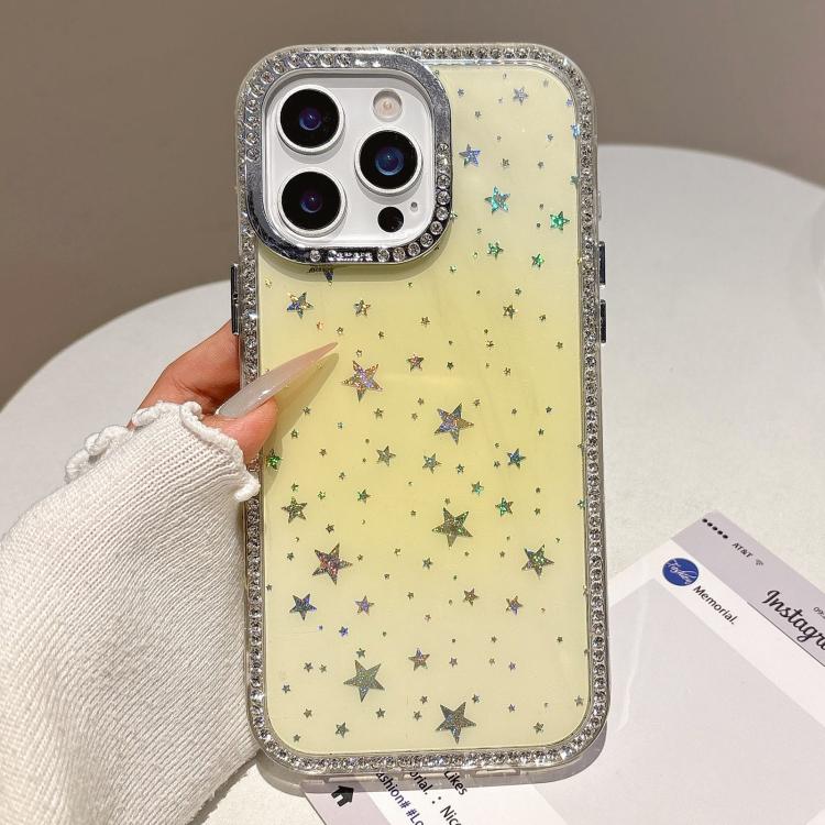

For iPhone 14 Pro Holographic Starry Pattern TPU Hybrid IMD Full Coverage Phone Case(Orange)