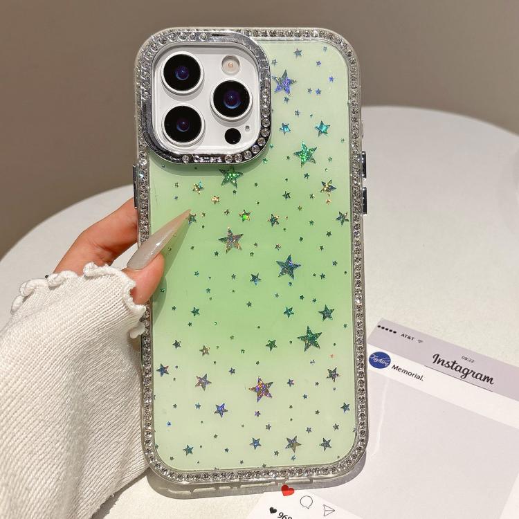 For iPhone 13 Pro Max Holographic Starry Pattern TPU Hybrid IMD Full Coverage Phone Case(Green)