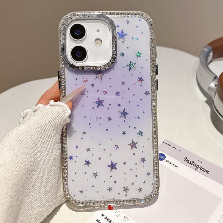 

For iPhone 11 Holographic Starry Pattern TPU Hybrid IMD Full Coverage Phone Case(Purple)