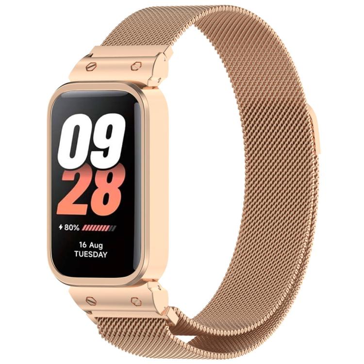 

For Redmi Band 2 / Xiaomi Smart Band 8 Active xDfind Watch Frame Integrated Milan Magnetic Metal Watch Band(Rose Gold)