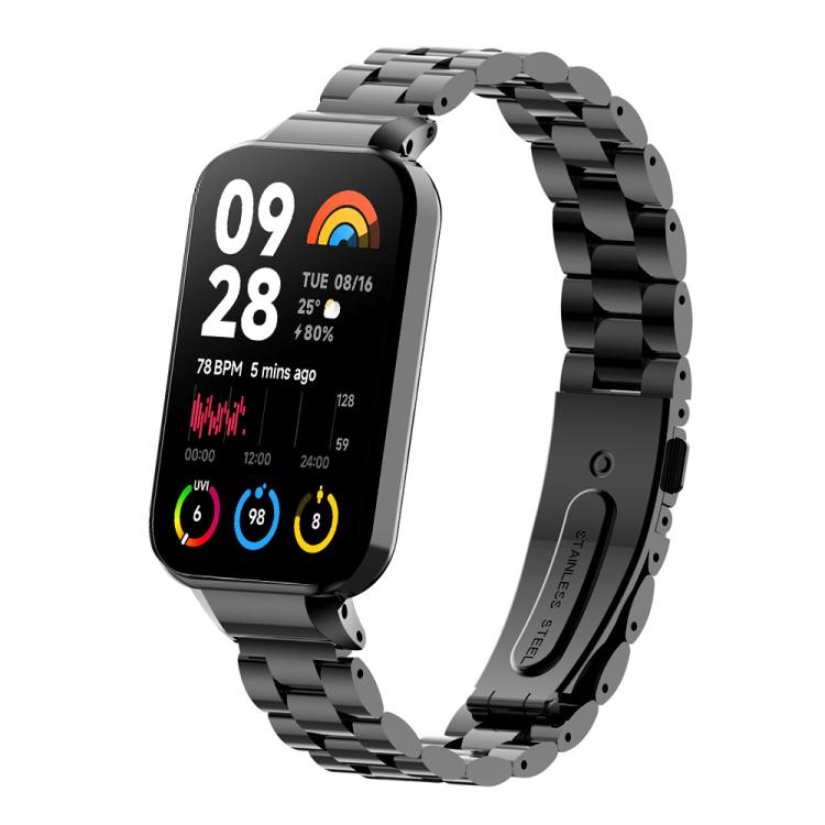 

For Xiaomi Mi Band 8 Pro xDfind Watch Frame Integrated Three Beads Metal Watch Band(Black)