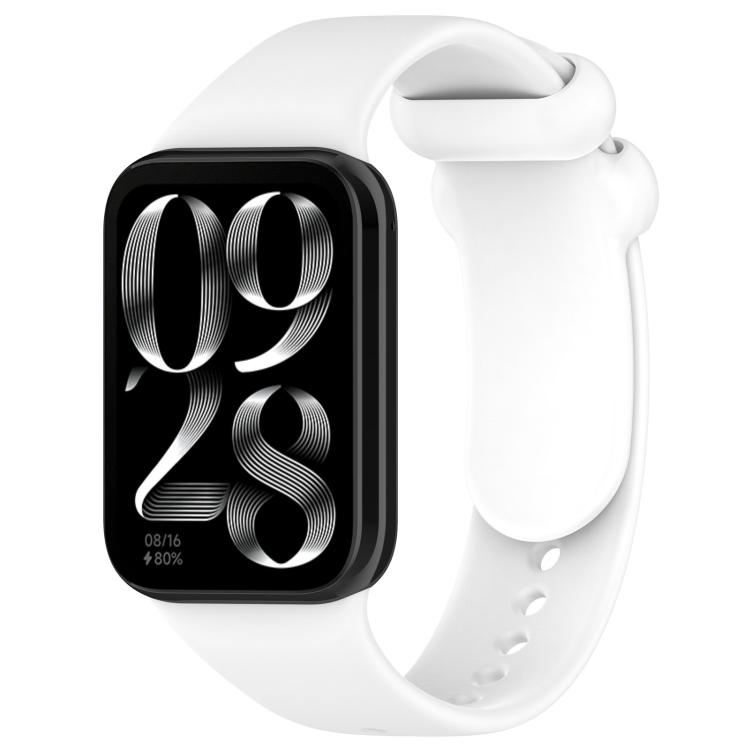 

For Xiaomi Band 9 Pro/8 Pro/Redmi Watch 5/4 xDfind Solid Color Black Buckle Silicone Watch Band(White)