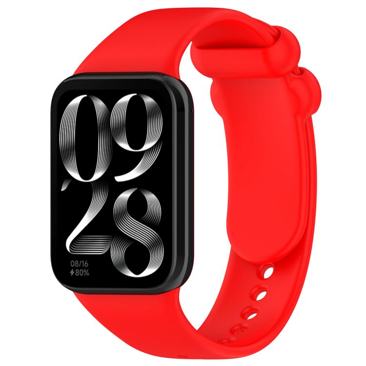 

For Xiaomi Smart Band 9 Pro/8 Pro/Redmi Watch 5/4 xDfind Solid Color Black Buckle Silicone Watch Band(Red)