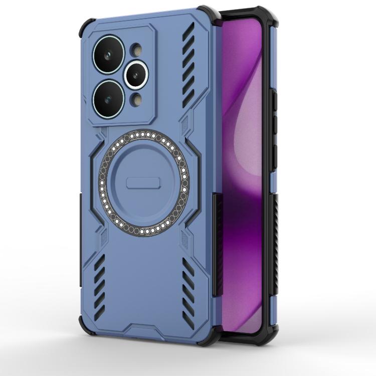 

For Realme 15 Pro 5G Global Butterfly Armor MagSafe Magnetic Ring Shockproof Phone Case(Blue)