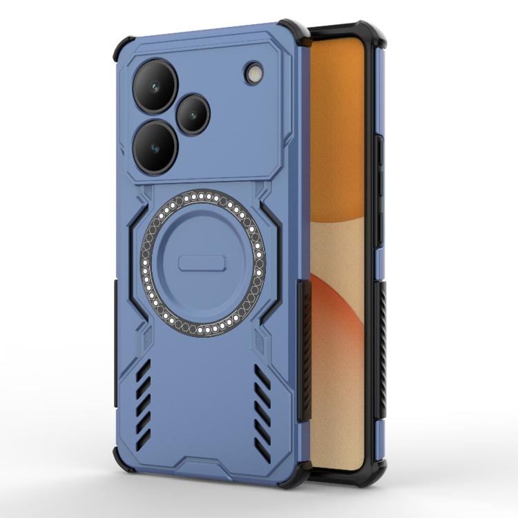 

For Realme P4 Pro 5G India Butterfly Armor MagSafe Magnetic Ring Shockproof Phone Case(Blue)