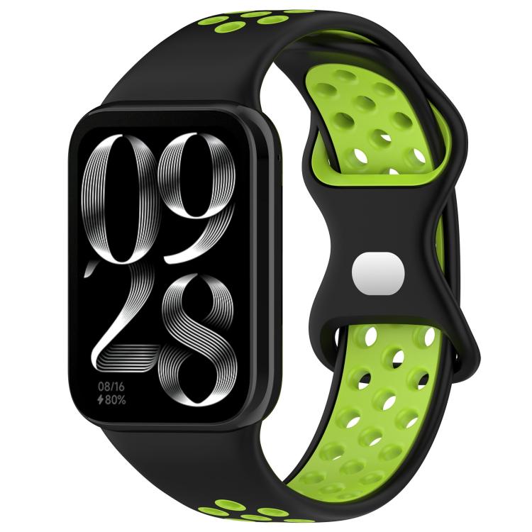

For Xiaomi Band 9 Pro/8 Pro/Redmi Watch 6/5/4 xDfind Dual Color Butterfly Buckle Silicone Watch Band(Black Green)