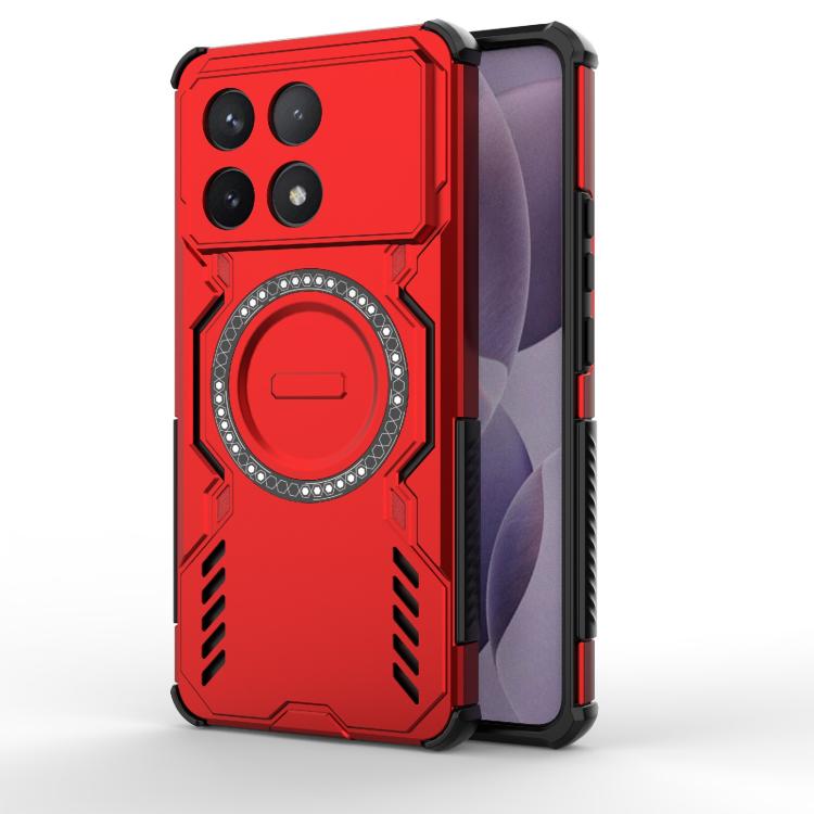 

For Redmi K70 5G Butterfly Armor MagSafe Magnetic Ring Shockproof Phone Case(Red)