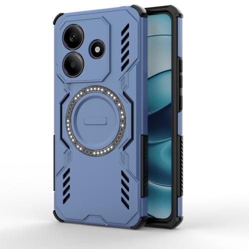 

For Redmi Note 14 5G Global Butterfly Armor MagSafe Magnetic Ring Shockproof Phone Case(Blue)