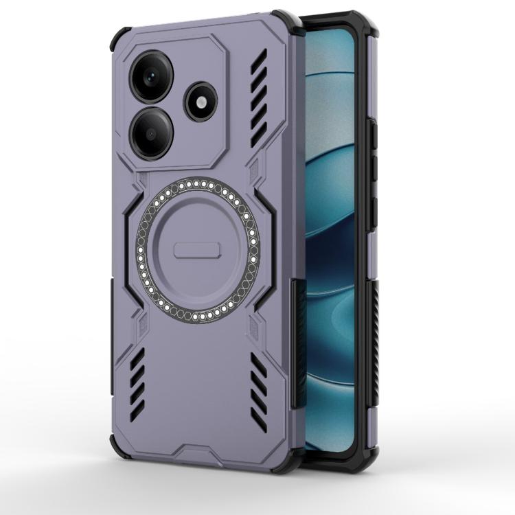 

For Redmi Note 14 5G Global Butterfly Armor MagSafe Magnetic Ring Shockproof Phone Case(Purple)