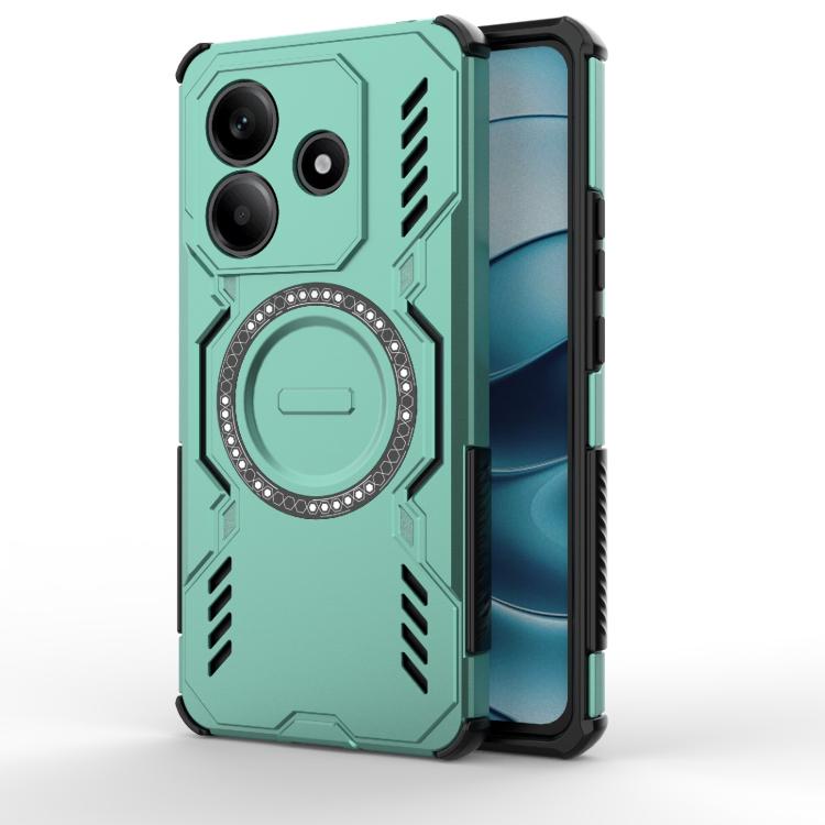 

For Redmi Note 14 5G Global Butterfly Armor MagSafe Magnetic Ring Shockproof Phone Case(Light Green)