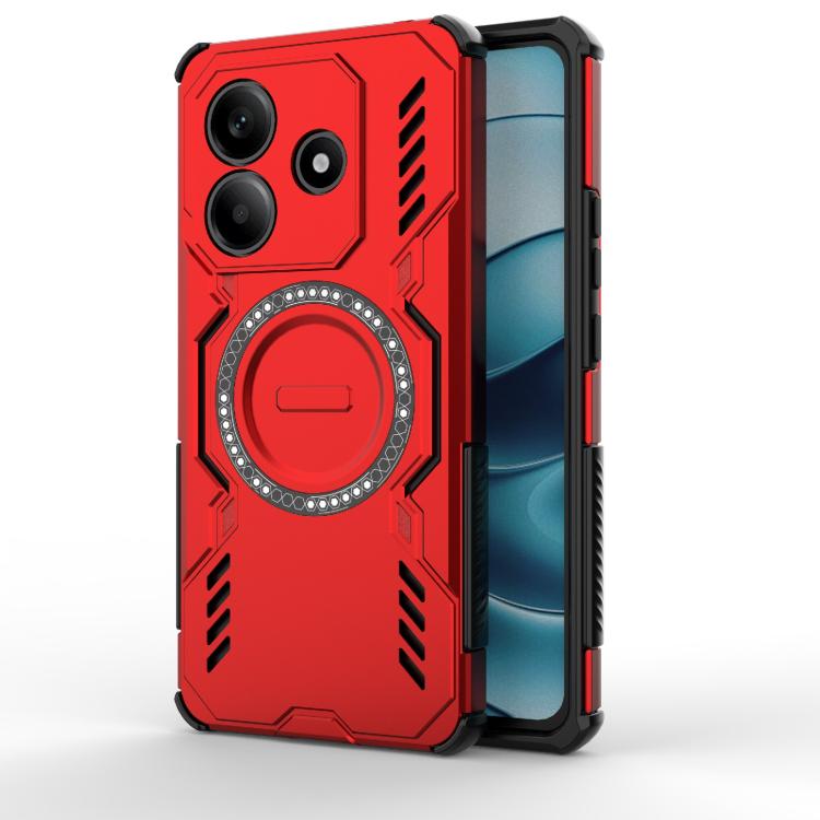 

For Redmi Note 14 5G Global Butterfly Armor MagSafe Magnetic Ring Shockproof Phone Case(Red)