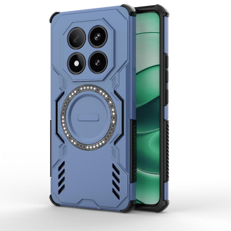 

For Redmi Note 14 Pro 5G Butterfly Armor MagSafe Magnetic Ring Shockproof Phone Case(Blue)