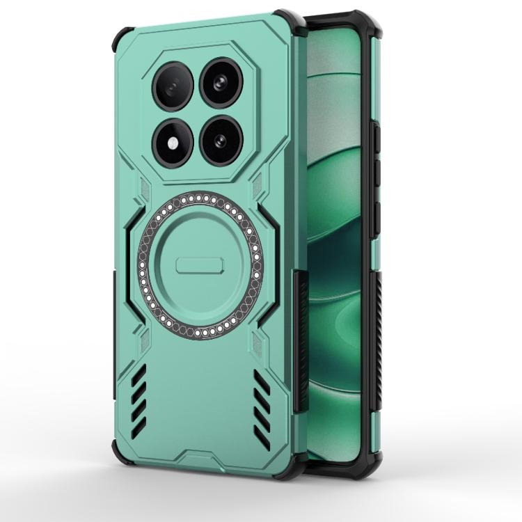 

For Redmi Note 14 Pro 5G Butterfly Armor MagSafe Magnetic Ring Shockproof Phone Case(Light Green)