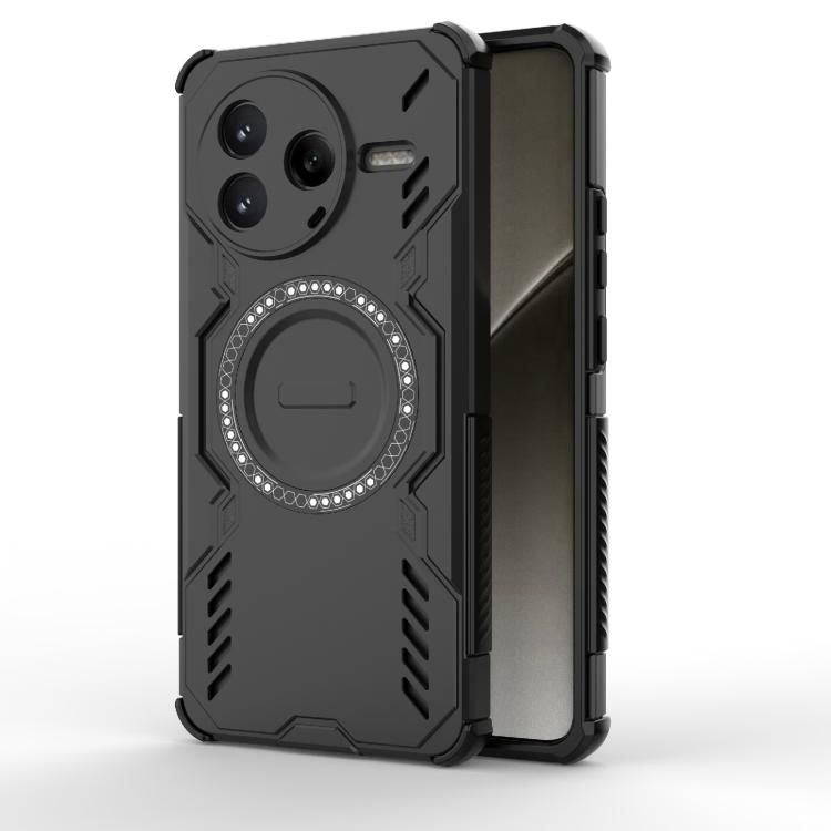 

For Redmi K80 5G Butterfly Armor MagSafe Magnetic Ring Shockproof Phone Case(Black)