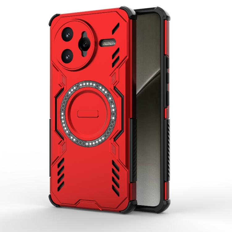 

For Redmi K80 Pro 5G Butterfly Armor MagSafe Magnetic Ring Shockproof Phone Case(Red)