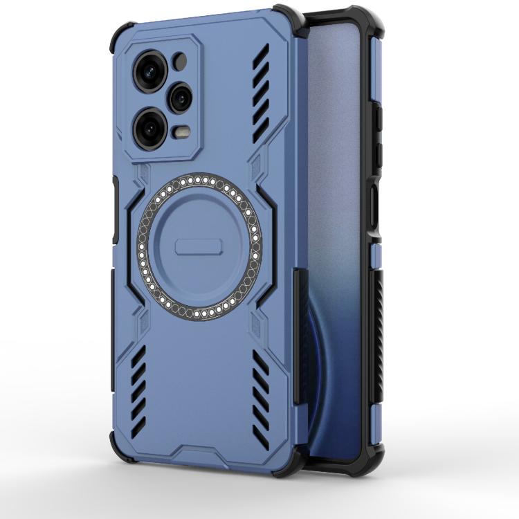 

For Redmi Note 12 Pro 5G Global Butterfly Armor MagSafe Magnetic Ring Shockproof Phone Case(Blue)