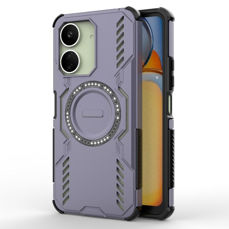 

For Redmi 13C 4G Global Butterfly Armor MagSafe Magnetic Ring Shockproof Phone Case(Purple)