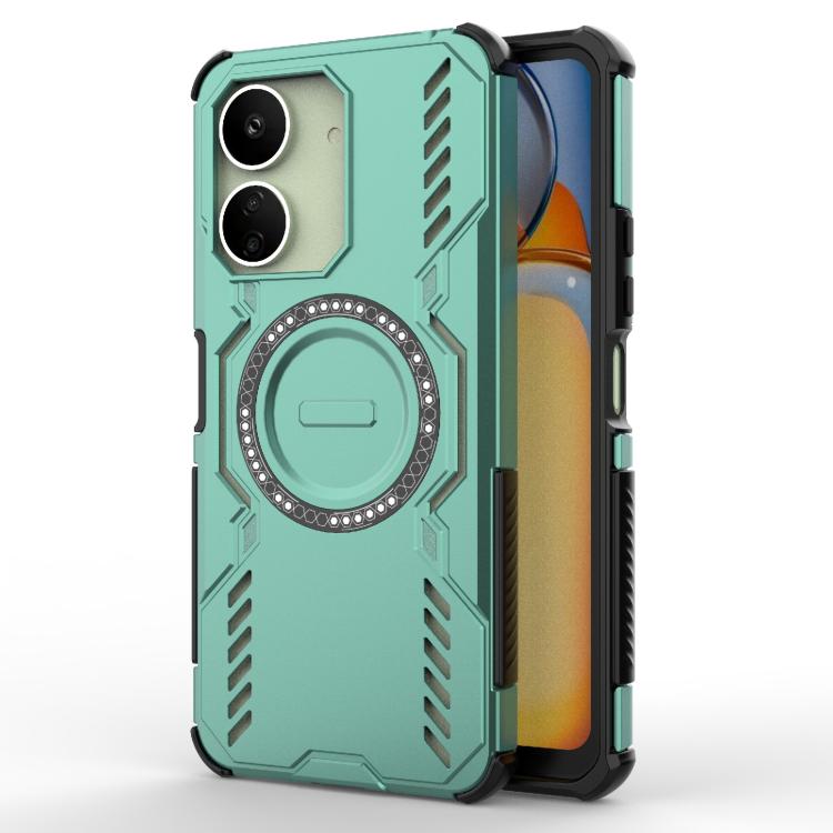 

For Redmi 13C 4G Global Butterfly Armor MagSafe Magnetic Ring Shockproof Phone Case(Light Green)
