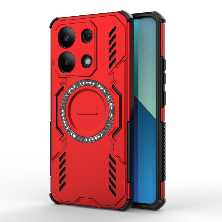 

For Redmi Note 13 4G Global Butterfly Armor MagSafe Magnetic Ring Shockproof Phone Case(Red)