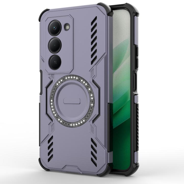 

For Redmi 15 5G Global / 15 4G SEA Butterfly Armor MagSafe Magnetic Ring Shockproof Phone Case(Purple)