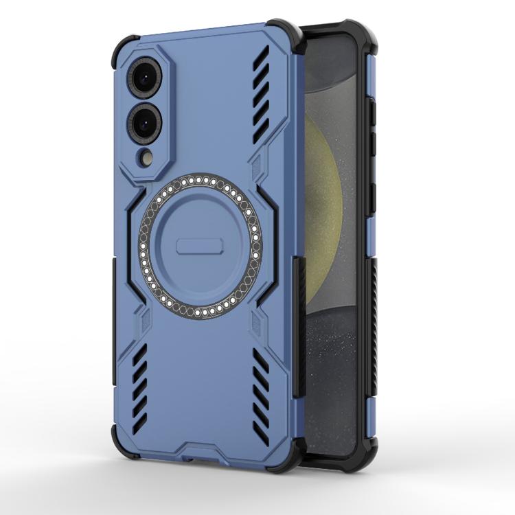 

For Samsung Galaxy S25 Edge 5G Butterfly Armor MagSafe Magnetic Ring Shockproof Phone Case(Blue)