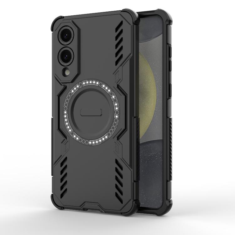 

For Samsung Galaxy S25 Edge 5G Butterfly Armor MagSafe Magnetic Ring Shockproof Phone Case(Black)