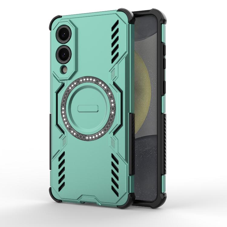 

For Samsung Galaxy S25 Edge 5G Butterfly Armor MagSafe Magnetic Ring Shockproof Phone Case(Light Green)