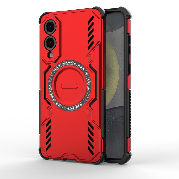 

For Samsung Galaxy S25 Edge 5G Butterfly Armor MagSafe Magnetic Ring Shockproof Phone Case(Red)