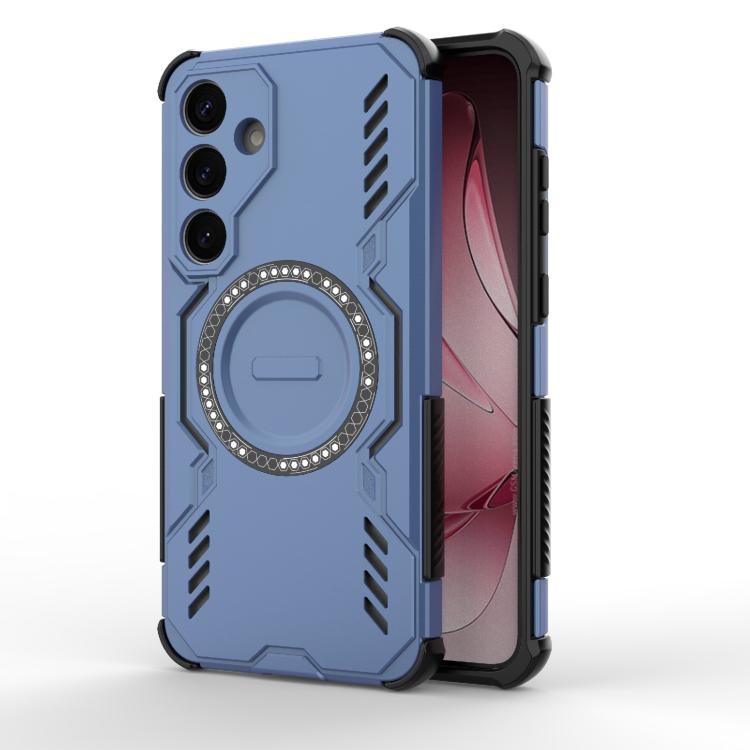 

For Samsung Galaxy S25 5G Butterfly Armor MagSafe Magnetic Ring Shockproof Phone Case(Blue)