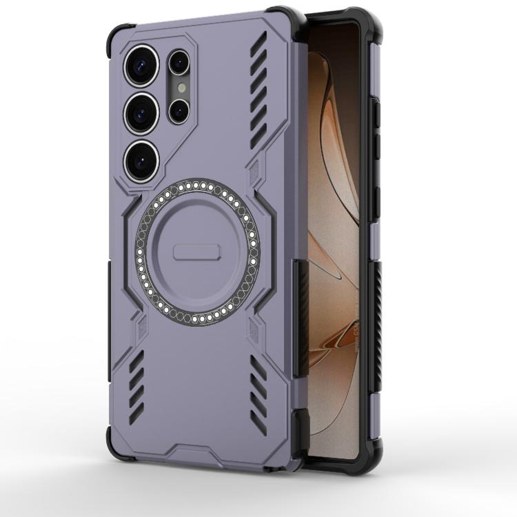 

For Samsung Galaxy S25 Ultra 5G Butterfly Armor MagSafe Magnetic Ring Shockproof Phone Case(Purple)
