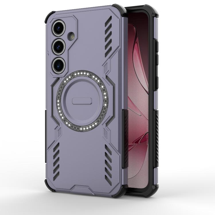 

For Samsung Galaxy S24 FE 5G Butterfly Armor MagSafe Magnetic Ring Shockproof Phone Case(Purple)