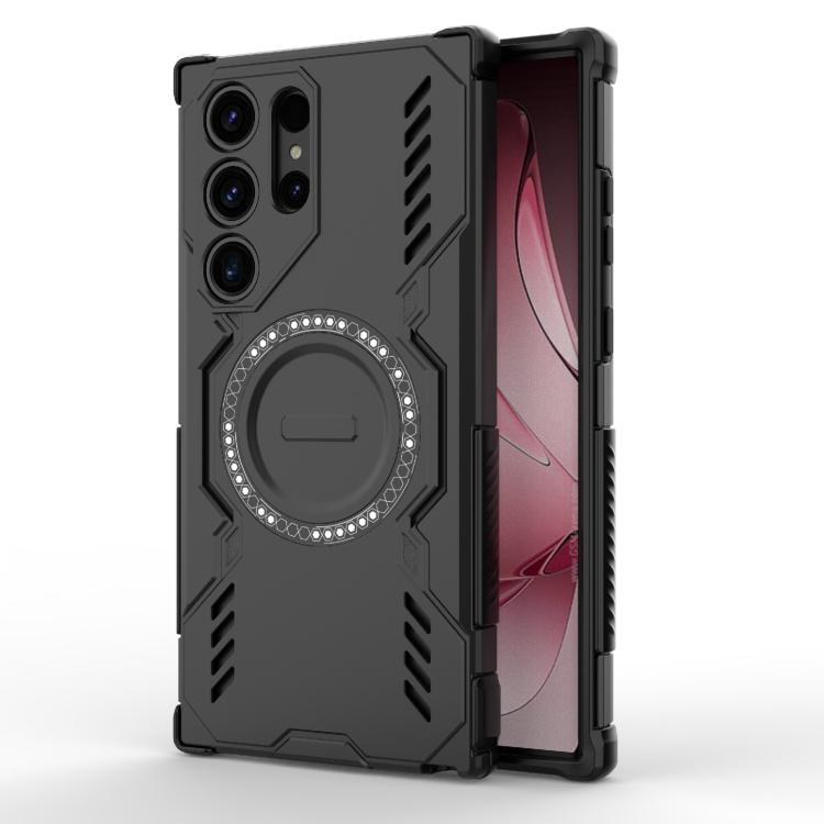 

For Samsung Galaxy S23 Ultra 5G Butterfly Armor MagSafe Magnetic Ring Shockproof Phone Case(Black)