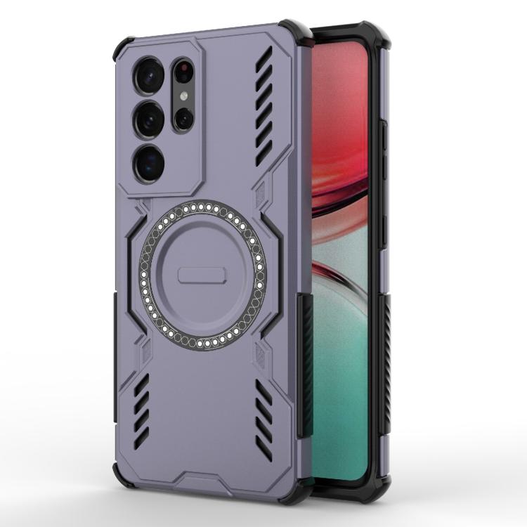 

For Samsung Galaxy S21 Ultra 5G Butterfly Armor MagSafe Magnetic Ring Shockproof Phone Case(Purple)