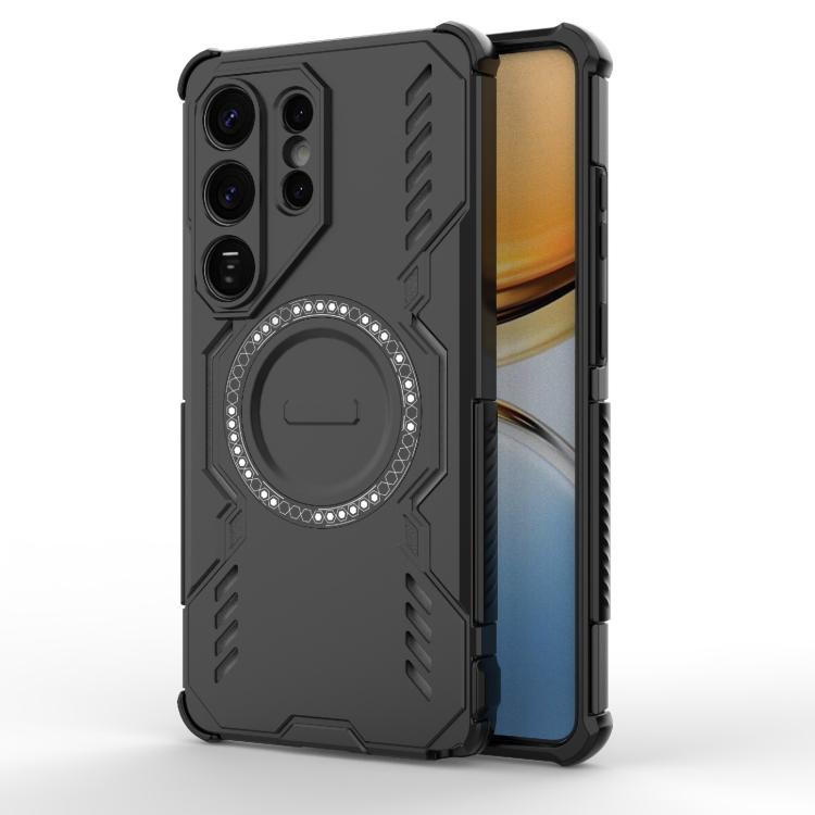 

For Samsung Galaxy S26 Ultra 5G Butterfly Armor MagSafe Magnetic Ring Shockproof Phone Case(Black)