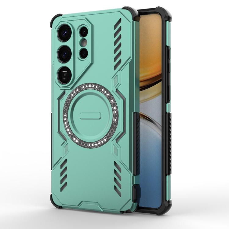 

For Samsung Galaxy S26 Ultra 5G Butterfly Armor MagSafe Magnetic Ring Shockproof Phone Case(Light Green)