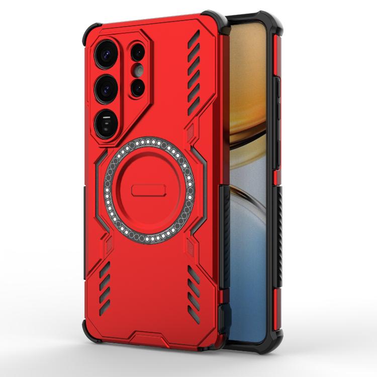 

For Samsung Galaxy S26 Ultra 5G Butterfly Armor MagSafe Magnetic Ring Shockproof Phone Case(Red)