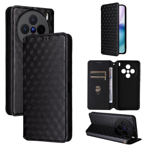 

For vivo X200s 5G Cubic Grid Texture Flip Leather Phone Case(Black)