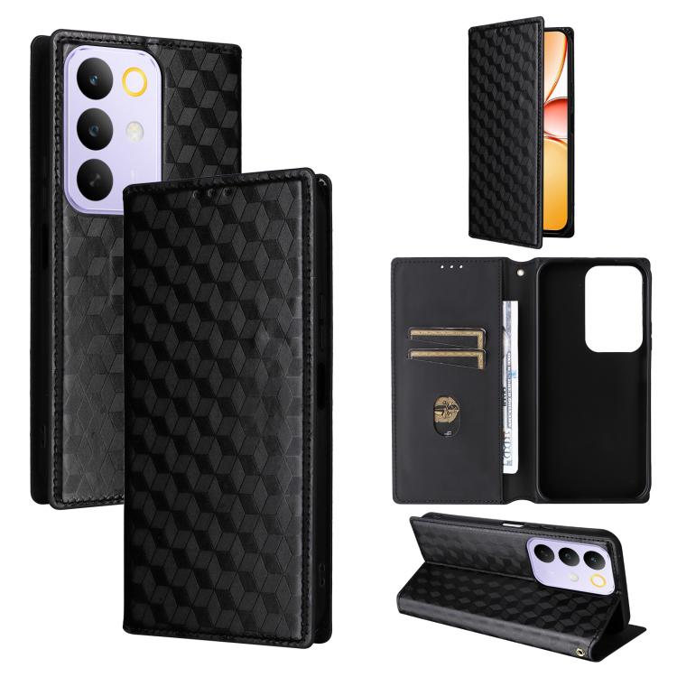 

For Realme C85 5G / 15X 5G Cubic Grid Texture Flip Leather Phone Case(Black)