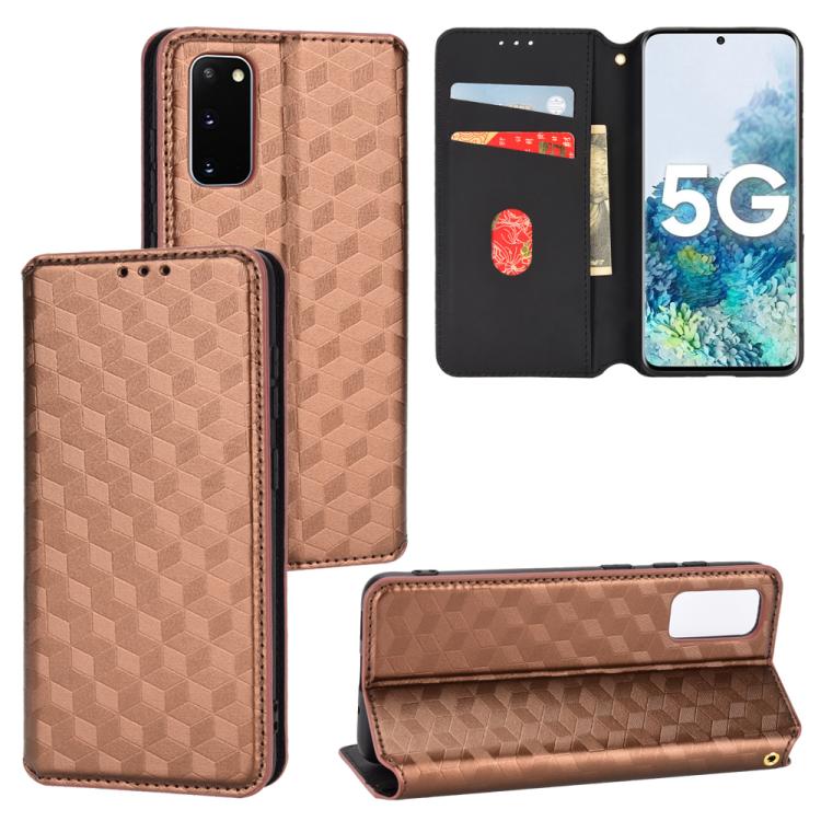 

For Samsung Galaxy S20 FE 2022 / 5G / 4G Cubic Grid Texture Flip Leather Phone Case(Brown)