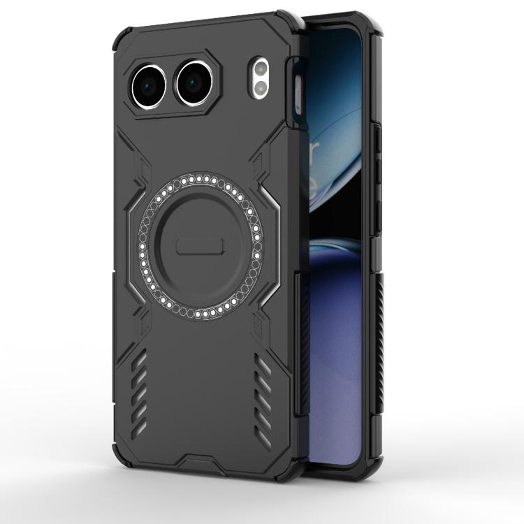 

For OnePlus Nord 4 5G Global Butterfly Armor MagSafe Magnetic Ring Shockproof Phone Case(Black)