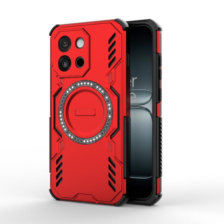 For OnePlus 13T Butterfly Armor MagSafe Magnetic Ring Shockproof Phone Case(Red)