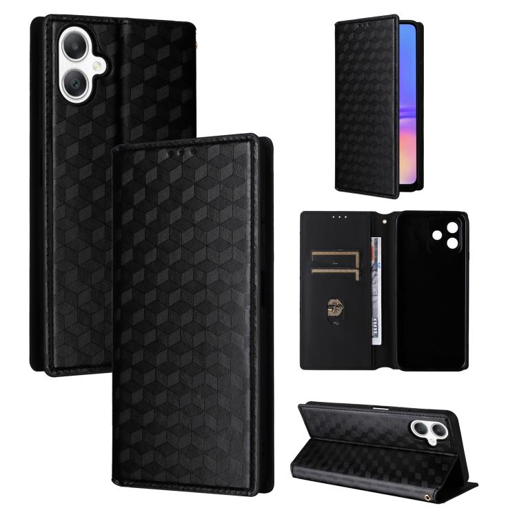 

For Samsung Galaxy A06 4G / 5G Cubic Grid Texture Flip Leather Phone Case(Black)