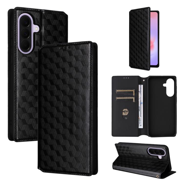 

For Samsung Galaxy A57 5G Cubic Grid Texture Flip Leather Phone Case(Black)