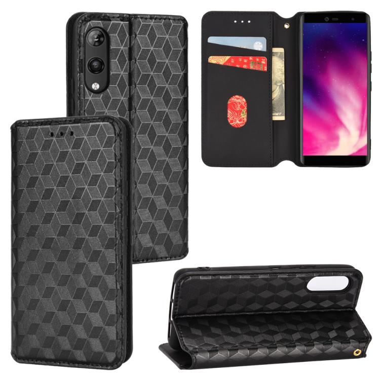 

For Rakuten Hand Cubic Grid Texture Flip Leather Phone Case(Black)